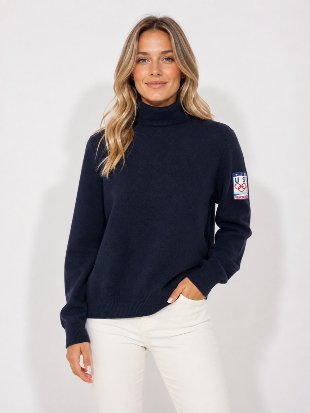 Ralph Lauren Wool Turtleneck Sweater Navy USA Olympics Vancouver 2010 Large